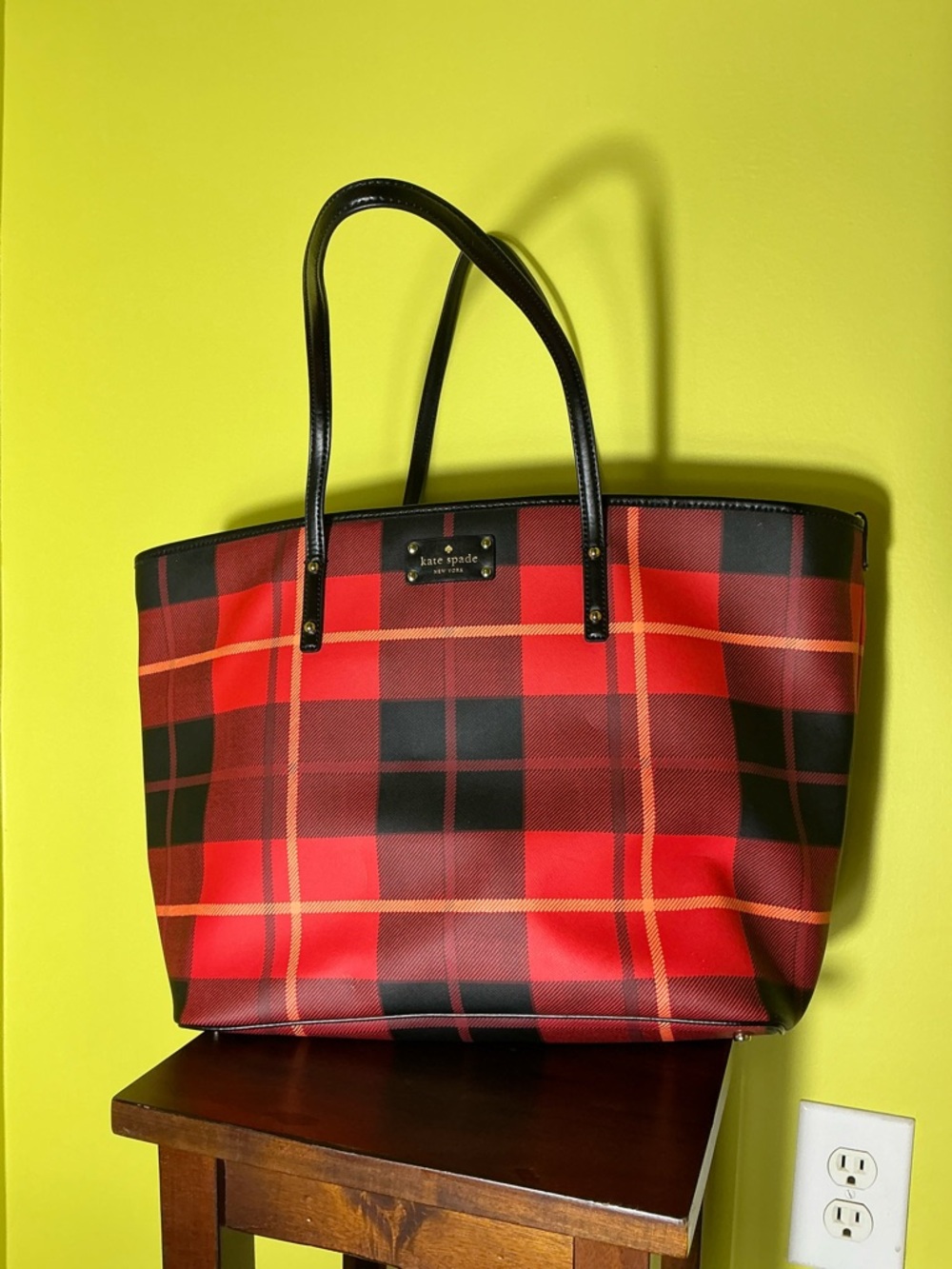 kate spade Red and Black plaid diaper bag NEW